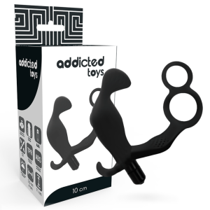 ADDICTED TOYS ANAL PLUG MIT DOPPELTER PENISRING UND HODEN SCHWARZ