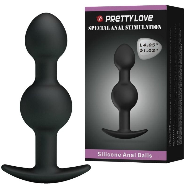 PRETTY LOVE – BOLAS ANALES SILICONA ESTIMULACION ESPECIAL 10.3 CM – NEGRO