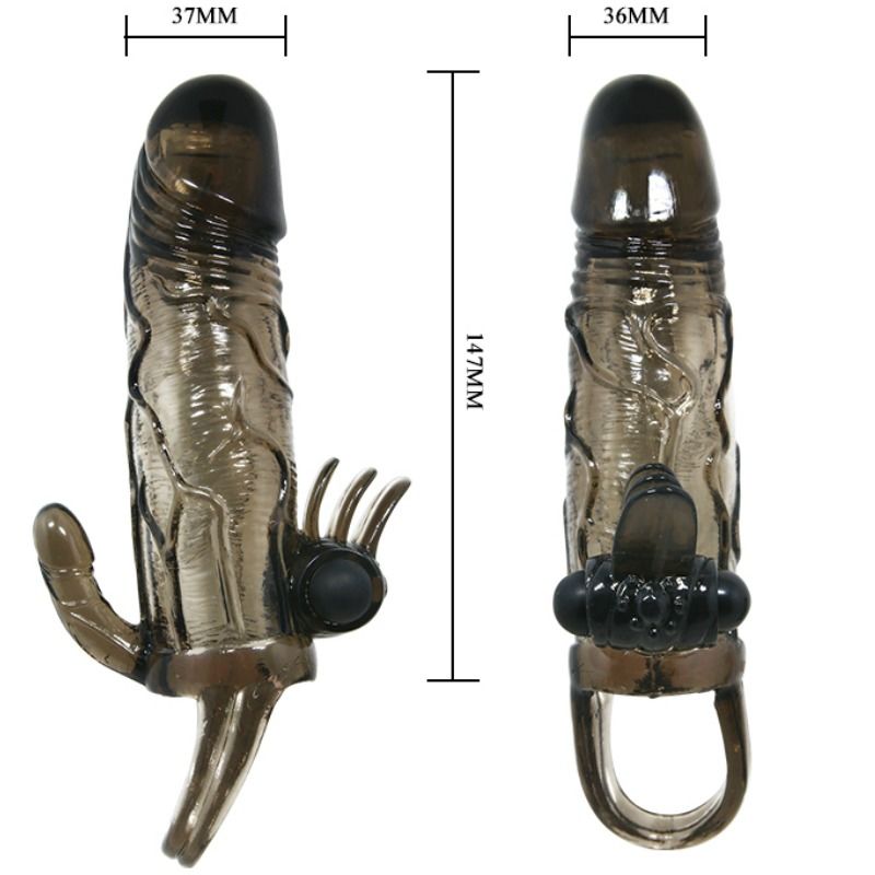 BAILE - BRAVE MAN PENISHÜLLE MIT KLITORIS UND ANALSTIMULATION DOPPELTE KUGEL SCHWARZ 16.5 CM – Bild 9