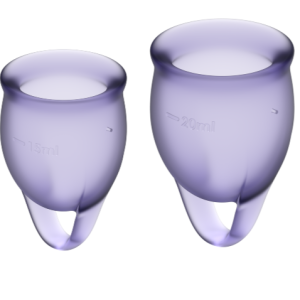 ZUFRIEDENES FÜHLEN SICH VERTRAUEN MENSTRUAL CUP PURPLE 15 + 20ML