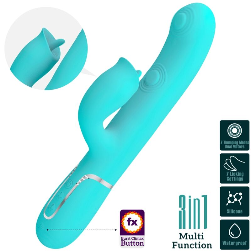 PRETTY LOVE - KANINCHENVIBRATOR MIT LECKENDEM AQUAGRÜN – Bild 3