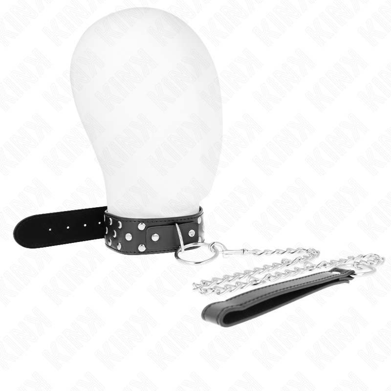 KINK - RING NIETEN BAND HALSKETTE MIT GÜRTEL 65 CM SCHWARZ VERSTELLBAR 36-50 CM X 3,8 CM – Bild 3