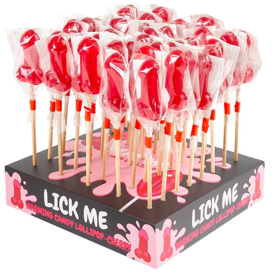 SECRETPLAY – CHERRY CANDY PENIS LOLLIPOP DISPLAY MIT SCHARFEM WÄRMEEFFEKT (40 STÜCK)
