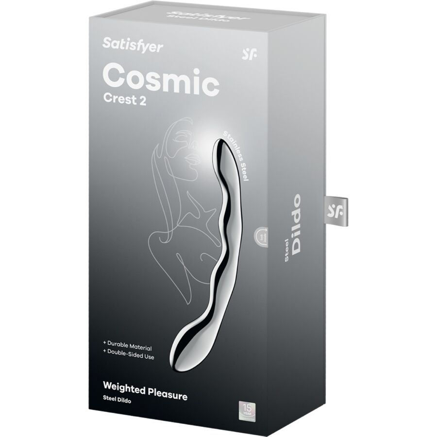 SATISFYER - COSMIC CREST 2 DOPPELDILDO AUS EDELSTAHL – Bild 5
